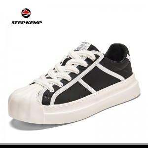 Mannen Swart Wyt Fashion Sneakers Walking Shoes Comfortable Skate Shoes