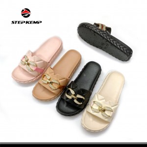 Ụmụ nwanyị Ejiji PVC Flat Slides Slippers Sandals