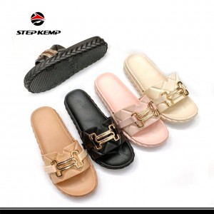 Jinan Ladies Fashion PVC Flat Slides Slippers Sandals
