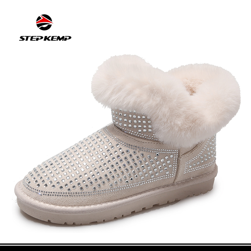 Sepatu Musim Dingin kanggo Wanita Sepatu Salju Musim Dingin Nyaman Bulu Imitasi Tengah Pedhet