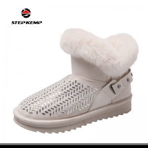 Женски зимски снежни чизми обложени со топло крзно, водоотпорни чевли до глуждовите