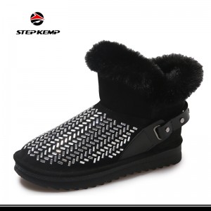 Dámské teplé zimní boty do sněhu s kožešinou, voděodolné kotníkové boty