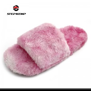Lady Winter Fluffy Indoor Plush Faded Faux Fur Slippers