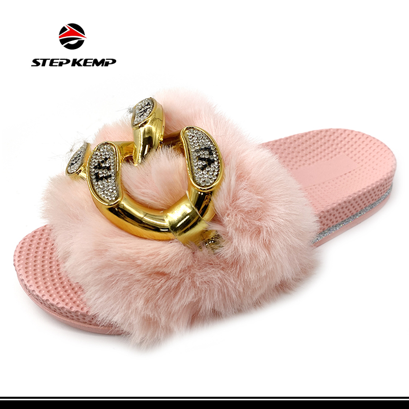 Wholesale Fashion Cute Lady Female Bedroom Indoor Plush PVC Slippers