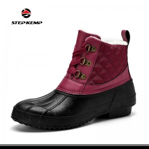 全新女用戶外冬季防滑休閒棉質皮革防水靴子 EX-23H8135