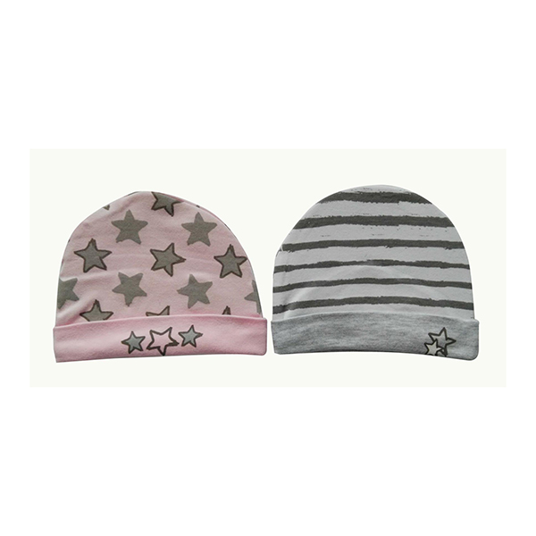 100% cotton two pcs per set baby regular hats made of interlock fabric
