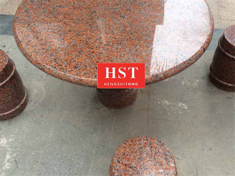 Red Mirror stone table and stone stool01