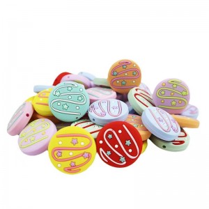 New baby pacifier chain bead accessories Baby cartoon donuts Dental gum beads Food grade dental gum beads
