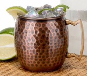 Antique Copper Plated Curved Moscow Mule Mug – Hammered 550ml