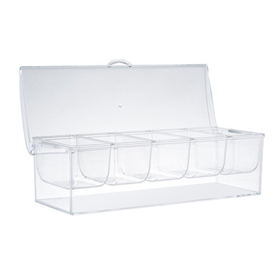 Transparent Condiment Holder With Ice Chamber 5 compartment