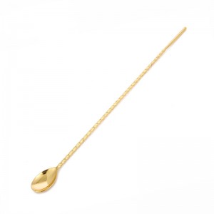 Gold Plated Bar Spoon With Cylinder Tail 400mm