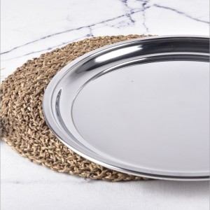 Stainless Steel Round Tray With Anti Slip Mat 30cm