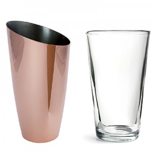 Copper Plated Boston Cocktail Shaker With Slanted Mouth