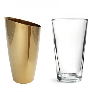 Gold Plated Boston Cocktail Shaker With Slanted Mouth