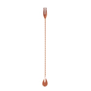 Copper Plated Bar Spoon With Fork 300mm