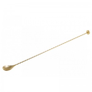Gold Plated Bar Spoon With Muddler Base 400mm
