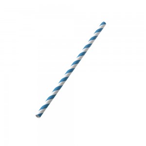 Blue & White Striped Paper Straw 8 Inch