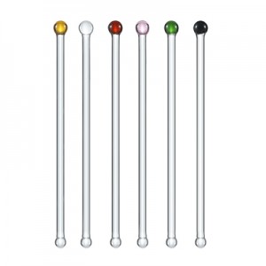 Glass Ball Stirrer 18cm – Green/Pink/Brown/Black/Amber