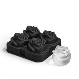 4 Section Silicone Ice Mould – Rose Shape – Black