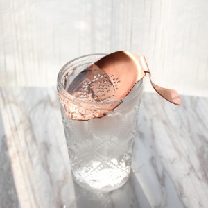Copper Plated Julep Strainer With Bended Handle