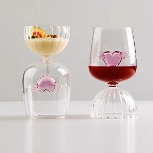 Love Heart Wine Glass With Dome Base 400ml