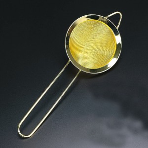 Gold Plated  Conical Strainer With Twinbridge Handle