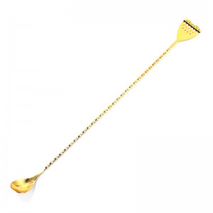Gold Plated Bar Spoon With Strainer Tail