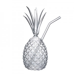 Pineapple Glass With Straw 350ml
