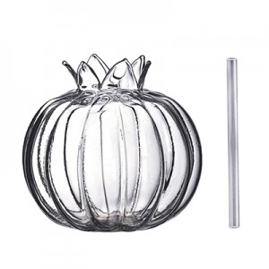 Pumpkin Glass With Straw 385ml