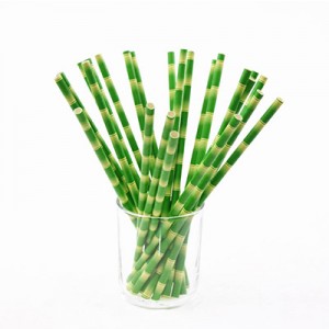 Green Bamboo Paper Straw 8 Inch