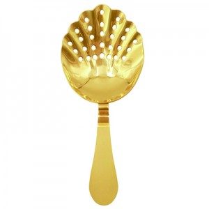 Gold Plated Shell Julep Cocktail Strainer