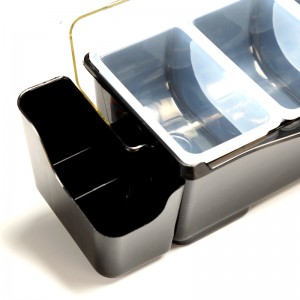 Premium Plastic Condiment Holder With Rolling Top 5 compartment