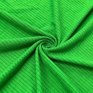 Suerte textiel op maat gemaakte groene polyester stretch op maat gemaakte ribgebreide stof