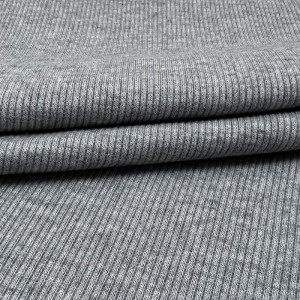Suerte textil, venta al por mayor, tela de punto de canalé grueso gris personalizada para prendas de vestir