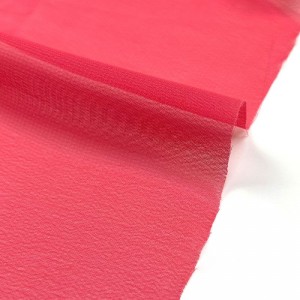 Suerte tekstil rød solid farge tilpasset polyester billig vanlig chiffon stoff