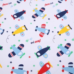 Suerte textile wholesale 4 way stretchy cartoon polyester printed dbp double brushed poly fabric by the yard