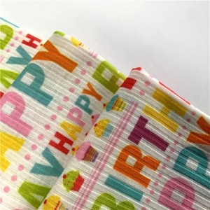 Suerte textile  print wholesale happy birthday pattern polyester spandex sweater rib knit fabric