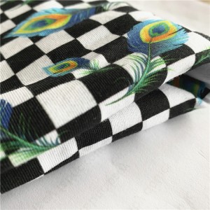 Suerte textil precio barato estampado spandex jersey algodón lycra tela cortada a medida
