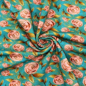 Suerte tekstil özel baskı çiçek desenli örgü pamuklu likralı kumaş toptan
