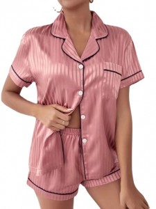 Womens Pajamas Set Short Sleeve Top and Shorts Two-Piece Sleepwear Nightgown