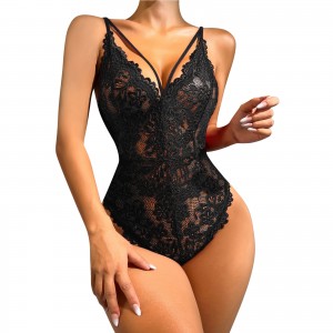 Women Lingerie Bodysuit Lace Teddy Snap Crotch One Piece Sexy Bedroom Clothes