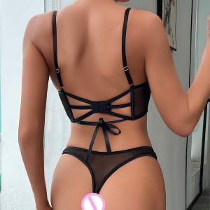 Women’s Embroider Split Underwear Set Sexy Bra Bedroom Costume