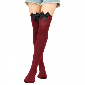 Colorful Long Socks bow-knot Over Knee Socks Sexy long leg warmers for Women Pantyhose