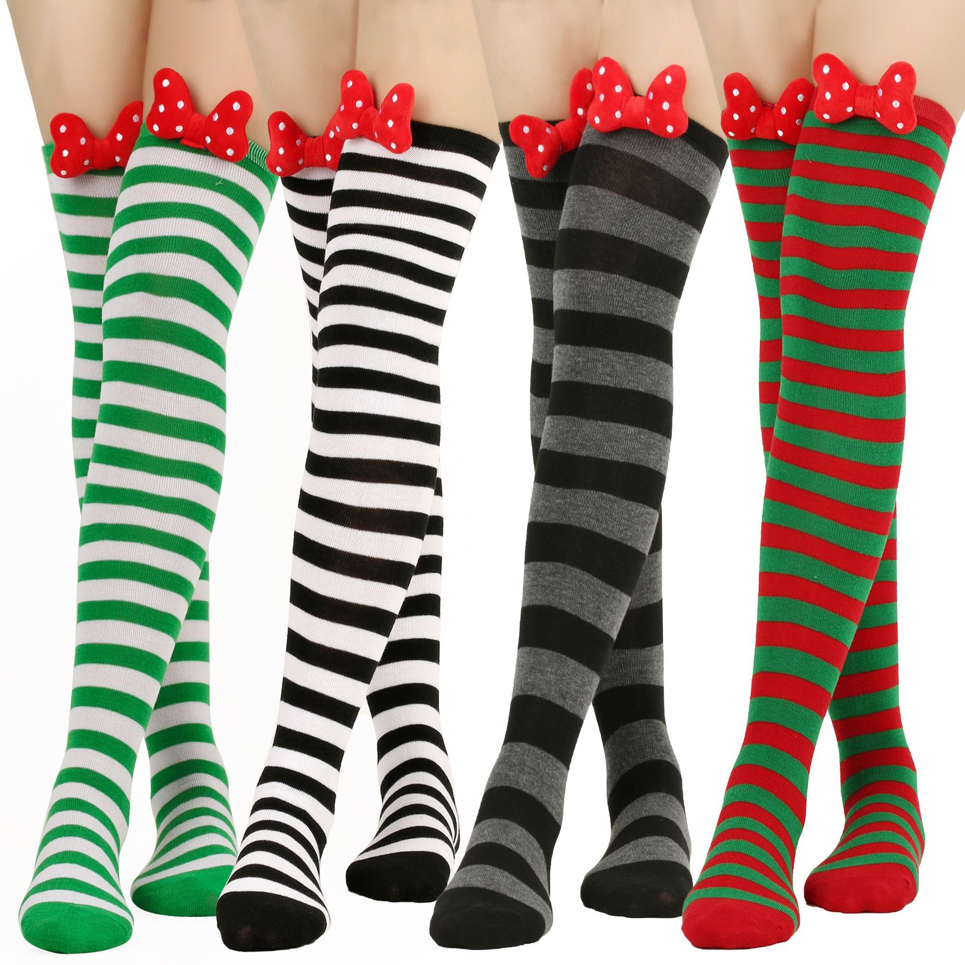 Christmas Cotton pantyhose Bowknot Cute Funny warm socks