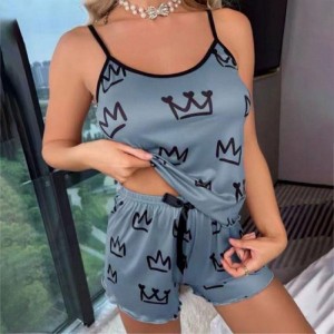 two-piece set of printed vest home wear Women’s sexy pajamas