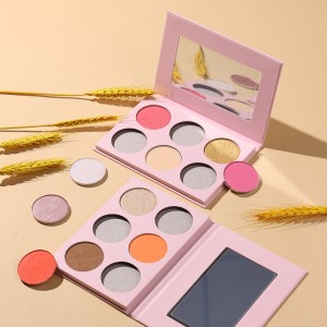 Custom 6  Colors Free match Multi-function Blush Private Label Dish Natural Lasting Contour Powder Palette Waterproof Blush Tray-162G