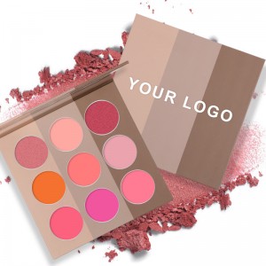 Long lasting high pigmented face 9 colors shimmer matte blush palette private label-9mix