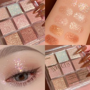 Nine-color eye shadow palette glitter pearl sequin flashing snowflake earth color EP9-JX