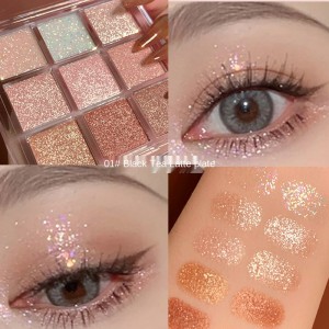 Nine-color eye shadow palette glitter pearl sequin flashing snowflake earth color EP9-JX