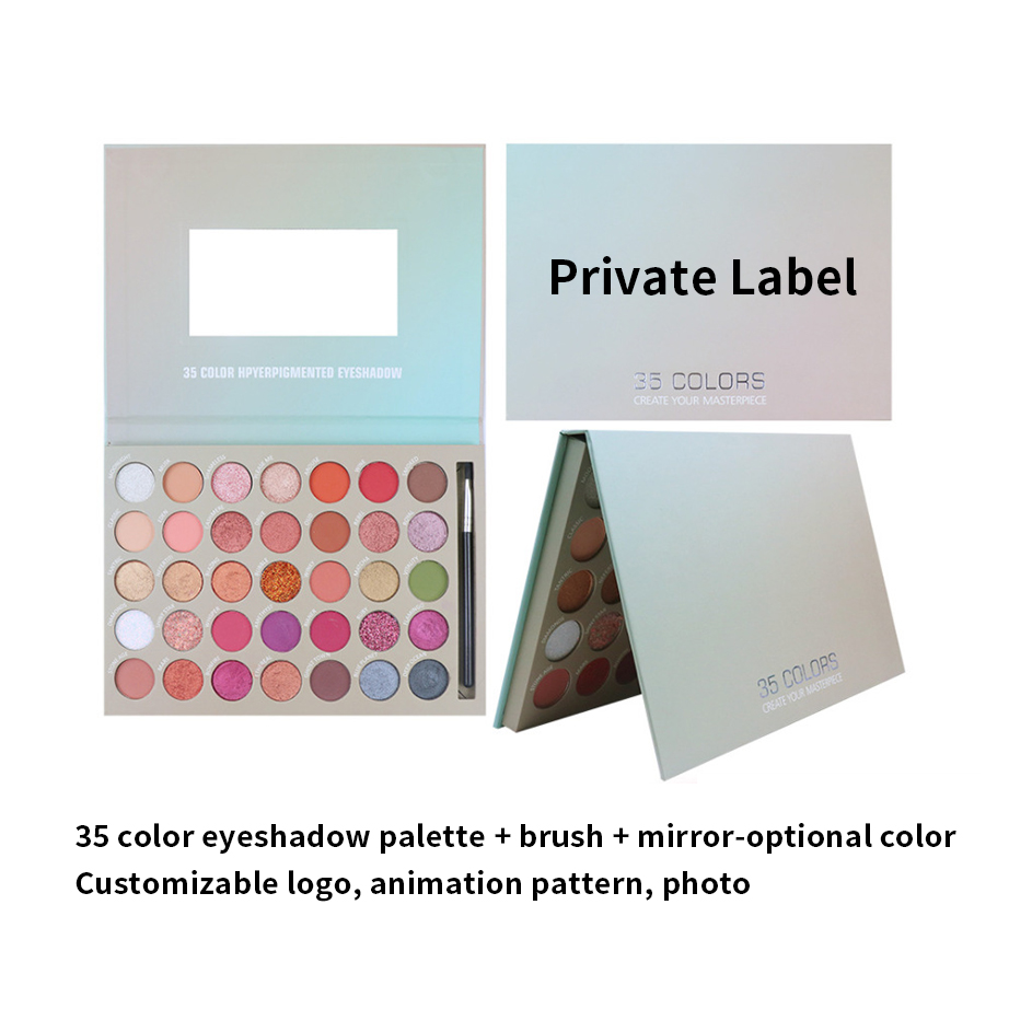 Customized LOGO 35 color matte shimmer easy to color eyeshadow with brush-MSE01155 Featured Image